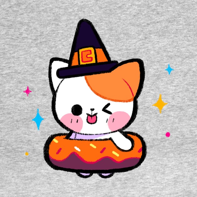 Donut Cat Witch by giraffalope